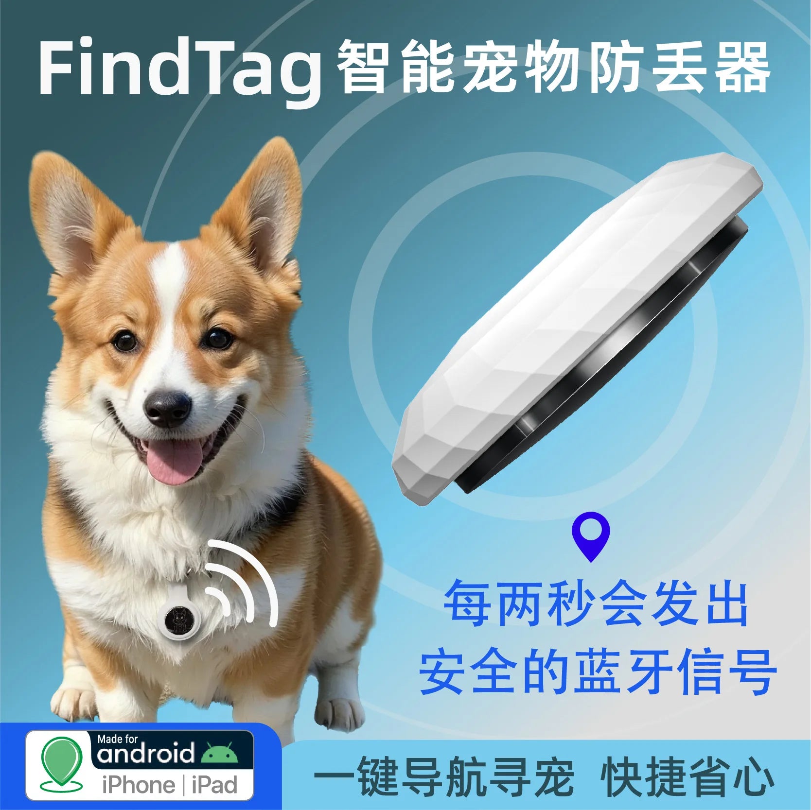 Dual-System Mini GPS Tracker for Dogs - AirTag Compatible