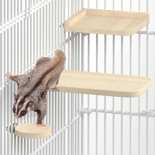 Wooden Cage Platform Set — Climbing Perch for Chinchillas & Small Pets
