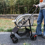 4-Wheel Foldable Jogger Pet Stroller with Detachable Basket for Small & Medium Dogs & Cats — Lightweight