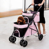 Portable Double-layer Pet Stroller Ultra-lightweight Foldable Large-space Cat and Dog Stroller Outdoor Travel Pet Stroller
