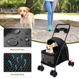 3 In1 Premium Pet Stroller Foldable Medium Size Dog Buggies with Luxury Style 4 Wheels Steel Frame Small Dogs Cats