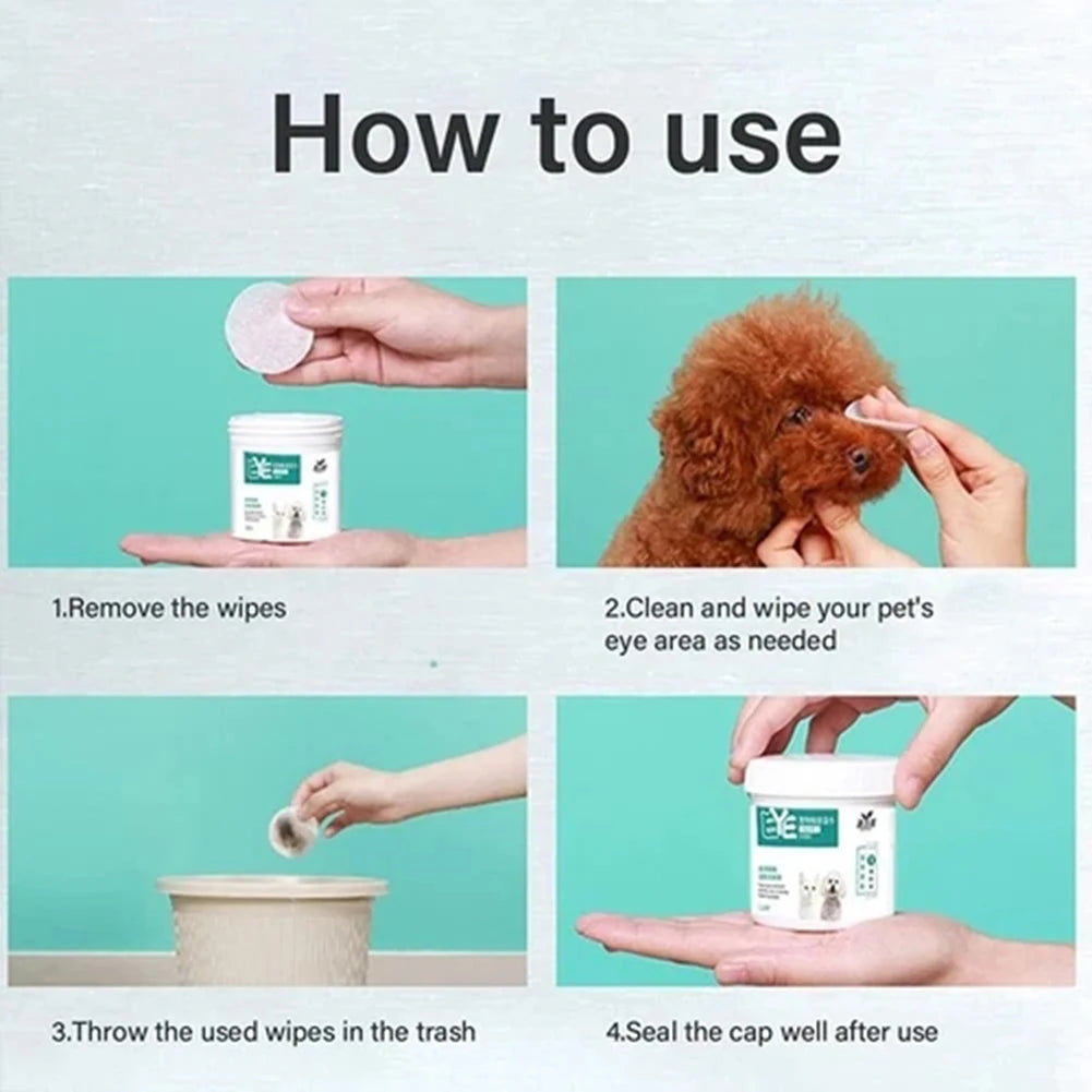 Tear Stain & Ear Cleaning Wipes for Dogs & Cats — 130-Count Aloe Vera Pads