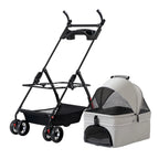 4-Wheel Foldable Dog & Cat Stroller with Cup Holder & Detachable Carrier