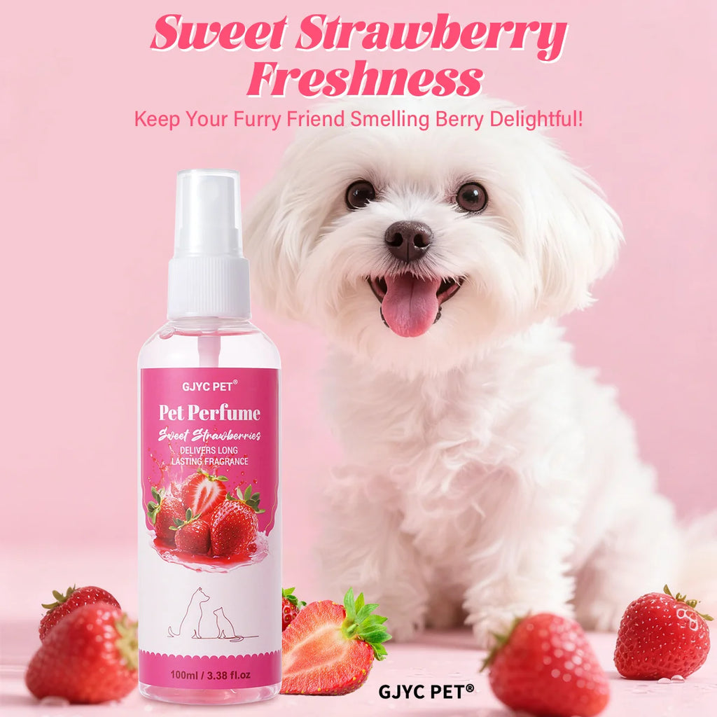 Strawberry Pet Perfume Spray — Alcohol-Free, Long-Lasting Fragrance, 100ml