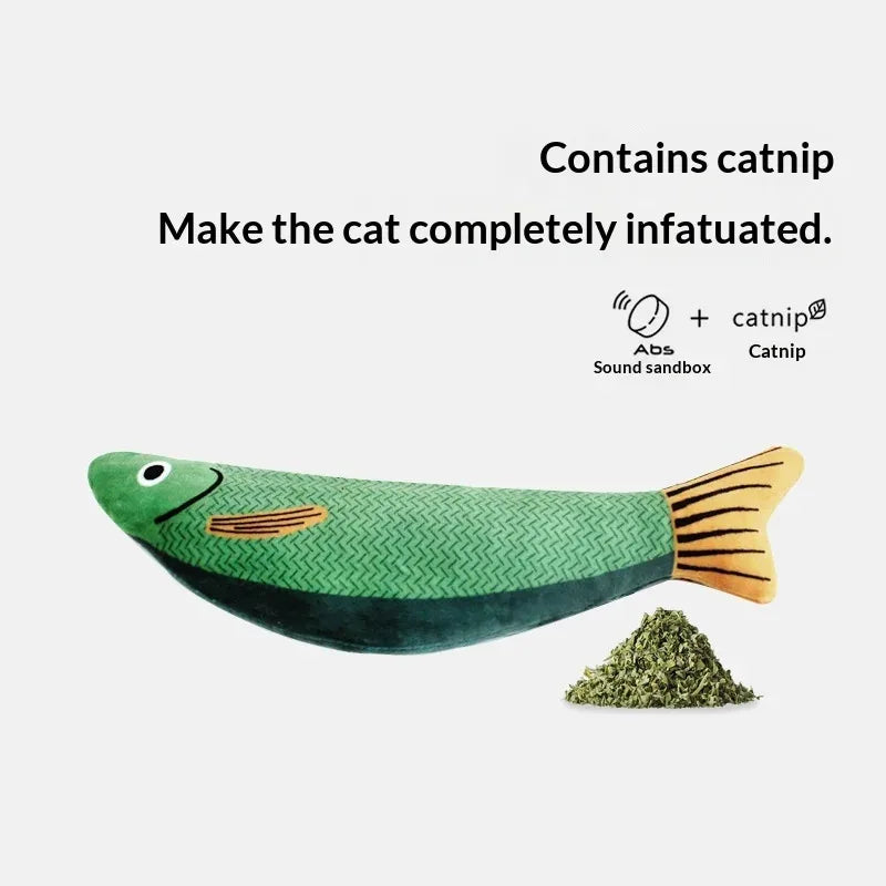 Catnip & Silvervine Fish Kicker Toy — Chew-Resistant with Wand Attachment
