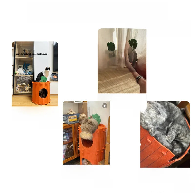 Carrot-Shaped Half-Closed Rabbit House Bed