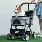 3-in-1 Folding Pet Stroller with Detachable Carrier (Small & Medium Pets)