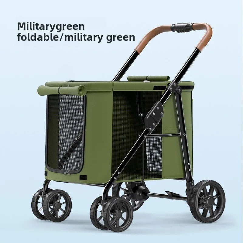4-Wheel Adjustable Washable Waterproof Foldable Pet Stroller