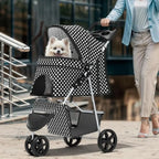 Lightweight 3-Wheel Foldable Pet Jogger Stroller with Breathable Mesh — Max 33 lbs