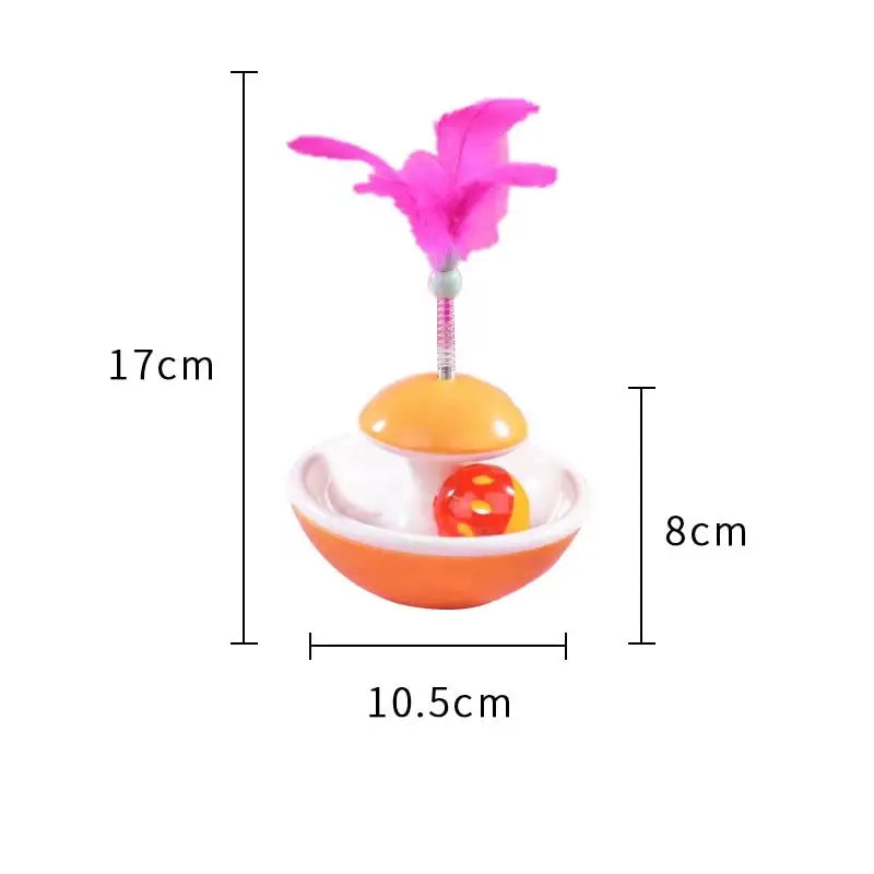Self-Righting Feather Tumbler Cat Toy — Wobble & Bell Kitten Toy
