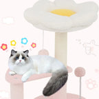 Flower-Themed Cat Activity Tower with Plush Condos