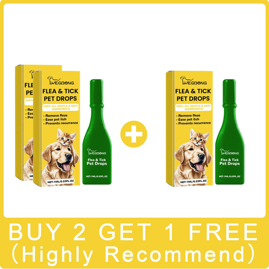 Anti-Flea Treatment Drops for Cats & Dogs (Tick & Lice Remover, Multi-Size)