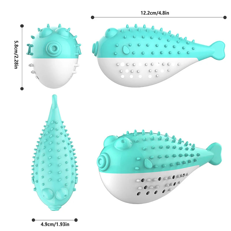 Pufferfish Catnip Chew Toy with Bell — Detachable Teething Toy for Kittens