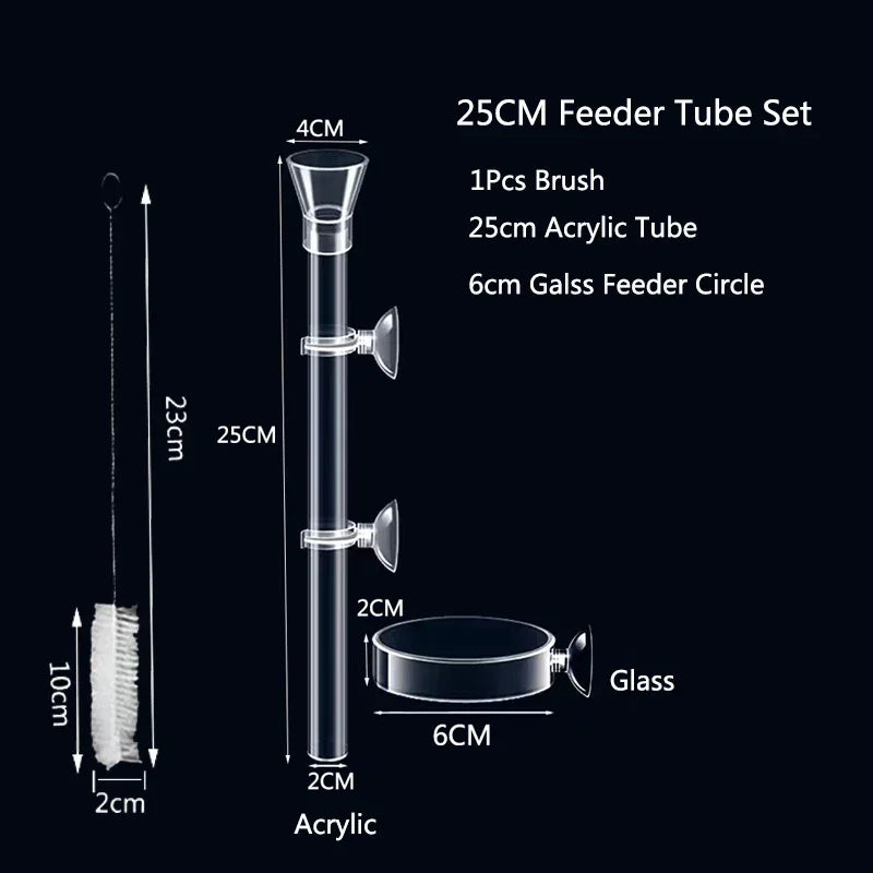 Acrylic Aquarium Shrimp Feeding Dish & Tube (Transparent, Snail & Shrimp)