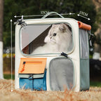 Wheeled Pet Carrier Backpack with Feeding Window & Large Storage