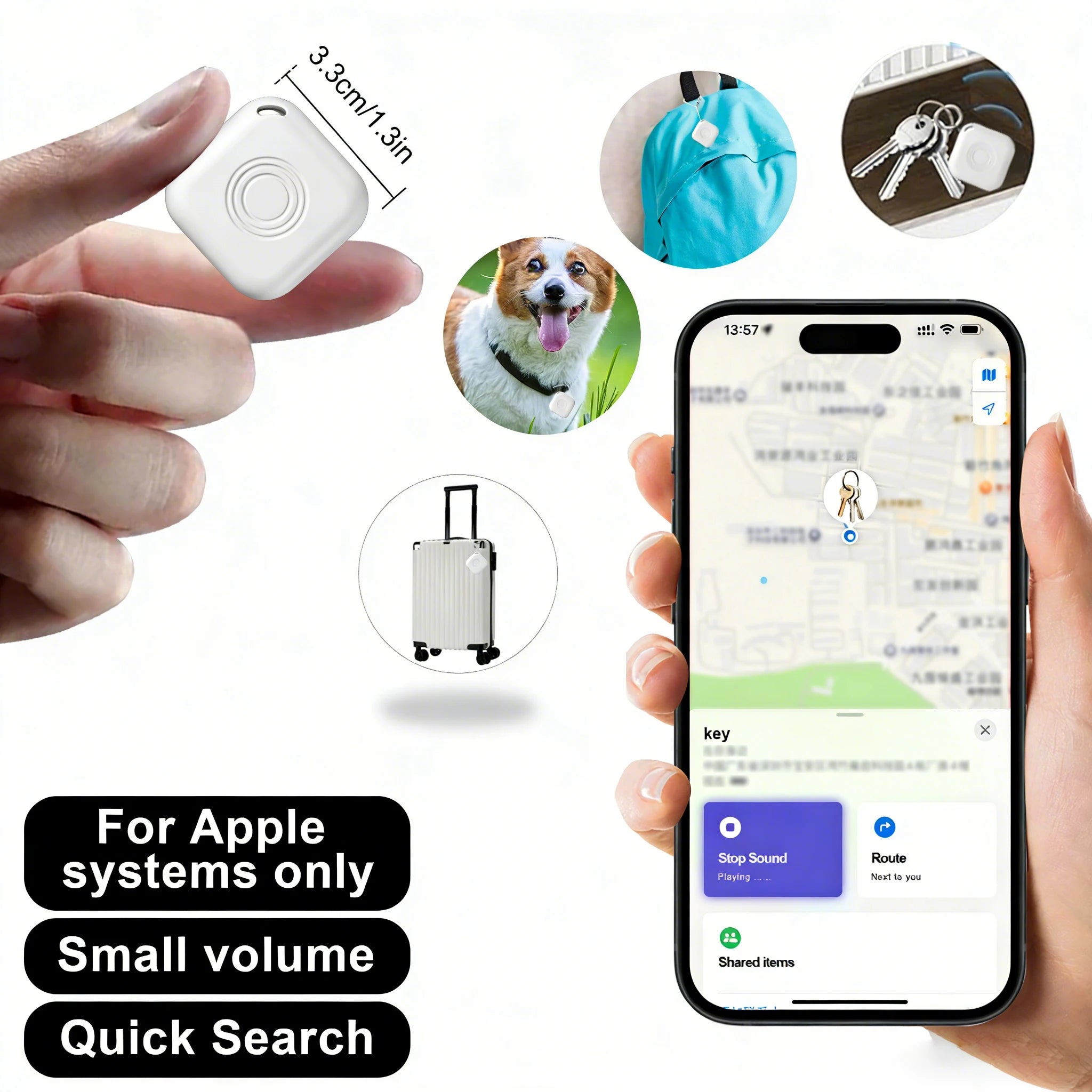 2-Pack Smart Tags for Apple Find My - Mini GPS for Pets, Keys & Luggage