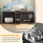 3-in-1 Wooden Cat Litter Box Cabinet with Scratching Pad