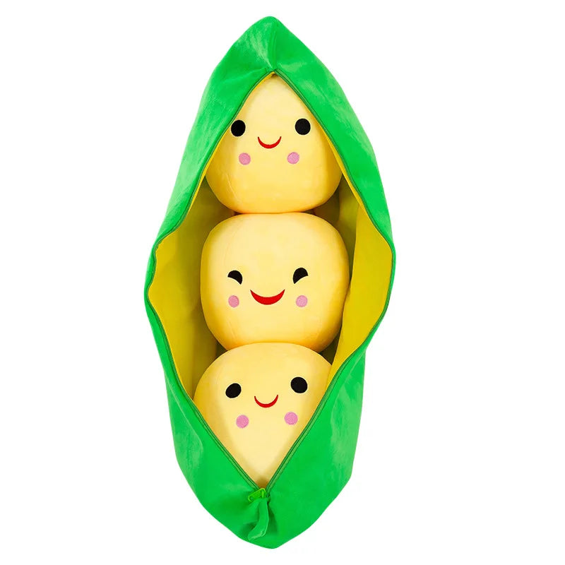 Pea Pod Plush Cat Toy — Cute Stuffed Bean Doll for Play & Decor