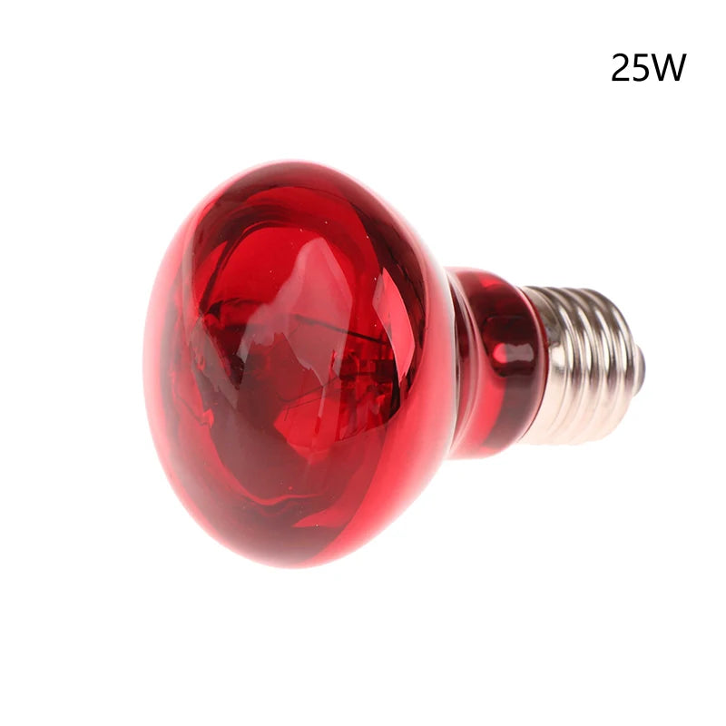 UVA Red Glow Reptile Heat Bulb — Day & Night E27 Basking Lamp, 25W–100W