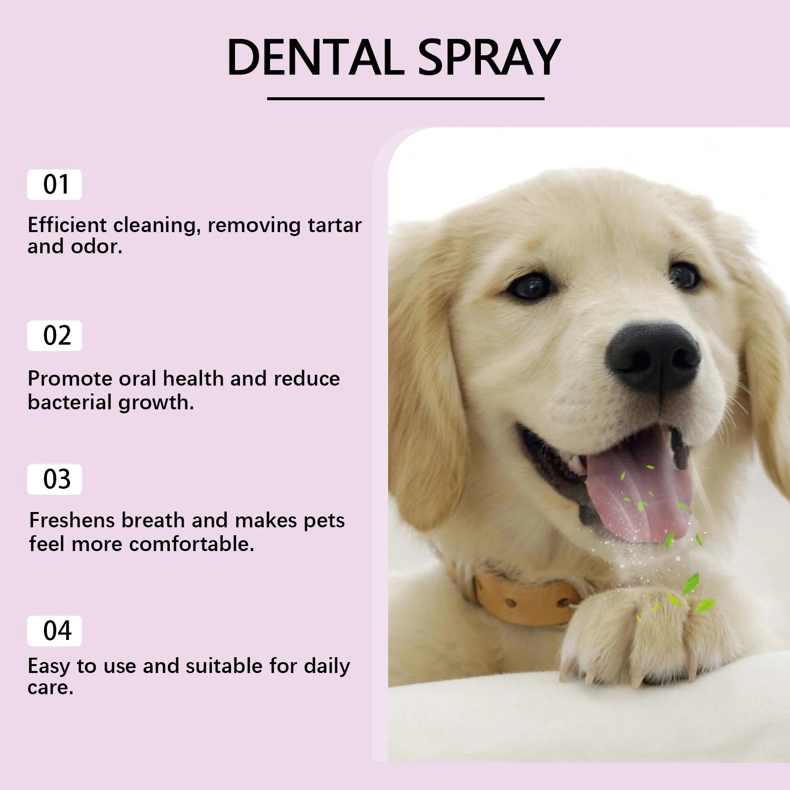 Hypoallergenic Dental Care Spray for Dogs & Cats — No-Brush, 12-Hour Fresh Breath
