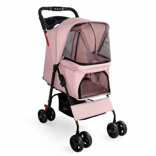Wholesale Foldable Pet Stroller for Small Dogs Cats Under 28lbs Lightweight Travel Dog Cat Carrier with Storage Basket