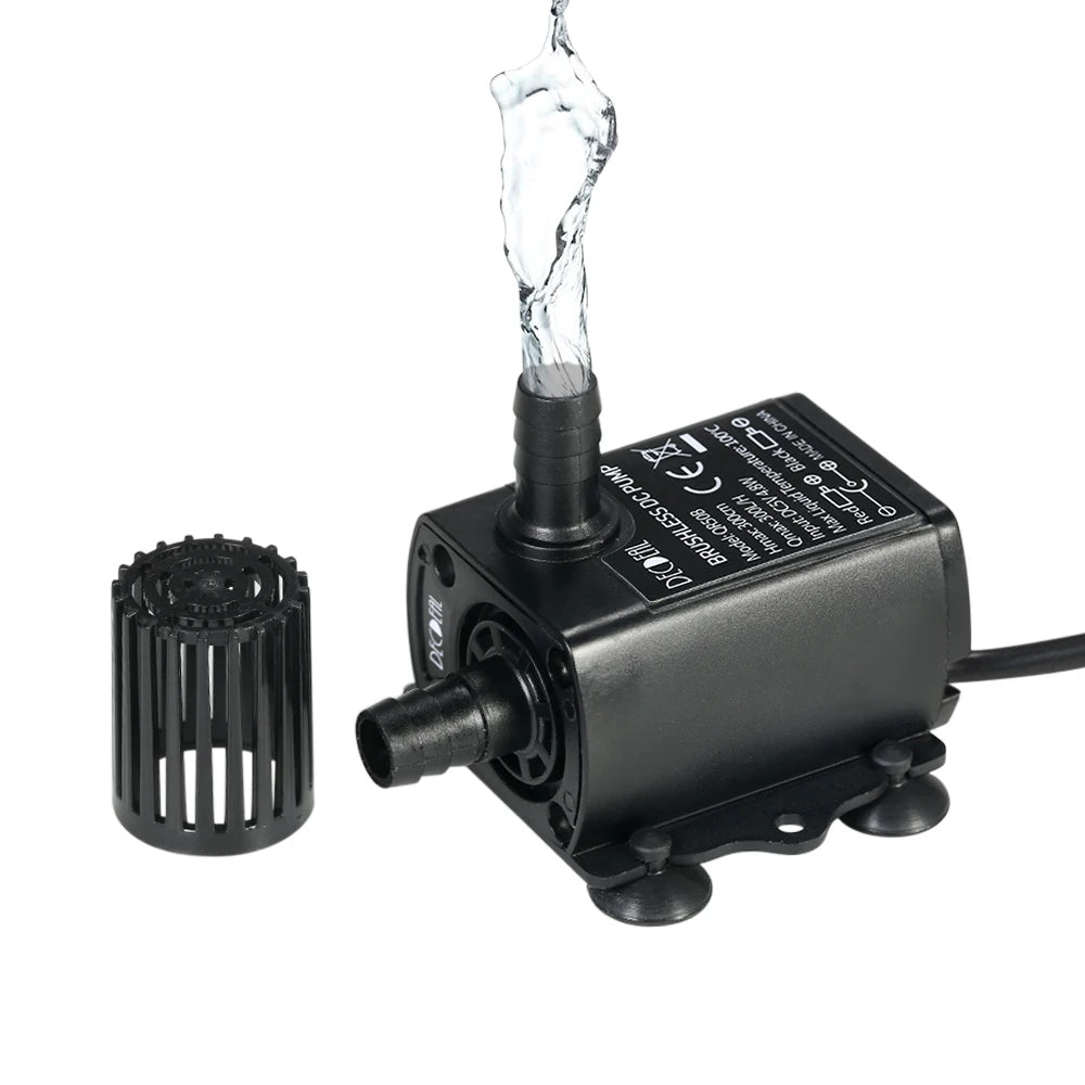 USB Brushless Submersible Aquarium Pump (DC5V, 4.8W, 300L/H, Ultra-Quiet)