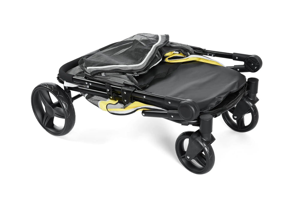All-Terrain Easy-Fold Pet Wagon for Large & Medium Dogs with One-Foot Brake & Air Mesh