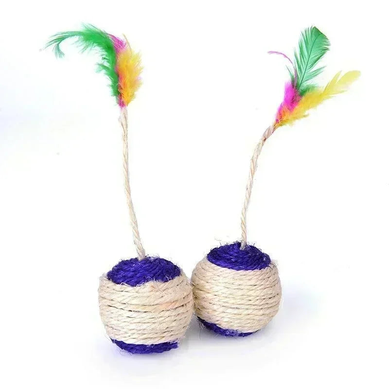 Sisal Feather Scratching Ball — Interactive Toy for Kittens