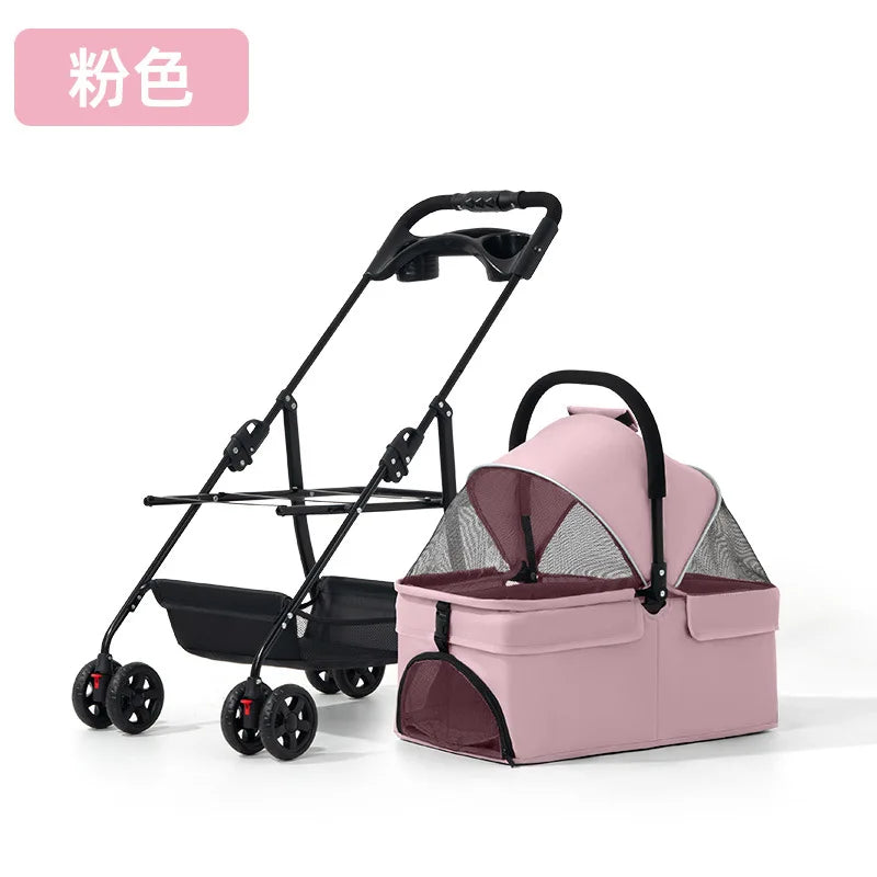 Outdoor Foldable Jogger Pet Stroller Trolley for Medium & Large Dogs & Cats — Large Capacity Travel Carrier