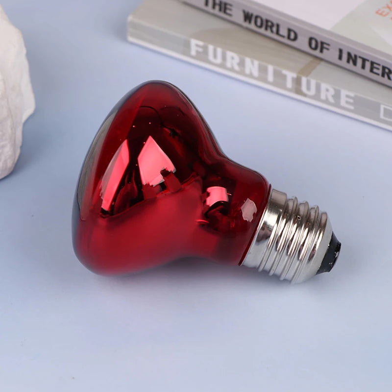 UVA Red Glow Reptile Heat Bulb — Day & Night E27 Basking Lamp, 25W–100W