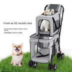 Quick-Folding Double Pet Stroller with Detachable Carriers for Two Pets