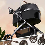 Foldable Aluminum-Frame 4-Wheel Pet Stroller for Dogs & Cats — Car Rides & Outdoor Use