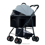 Pet Stroller Ultra Lightweight Detachable Basket One Button Folding Dog Cat Carrier Walking Travel