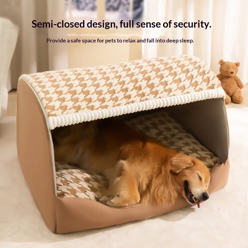 Quilted Winter Dog Den Bed