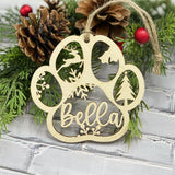 Personalized Laser-Engraved Pet Paw Christmas Bauble