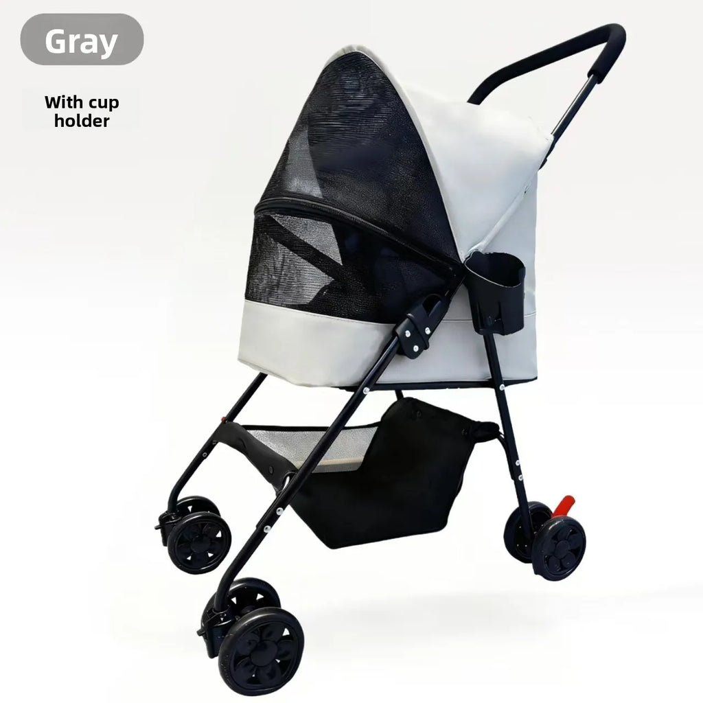Foldable Lightweight Pet Trolley Stroller for Cats & Small Dogs — Outdoor Travel Cart
