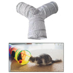 Y-Shape Foldable Cat Tunnel with Play Ball — 3-Entrance Tunnel Set
