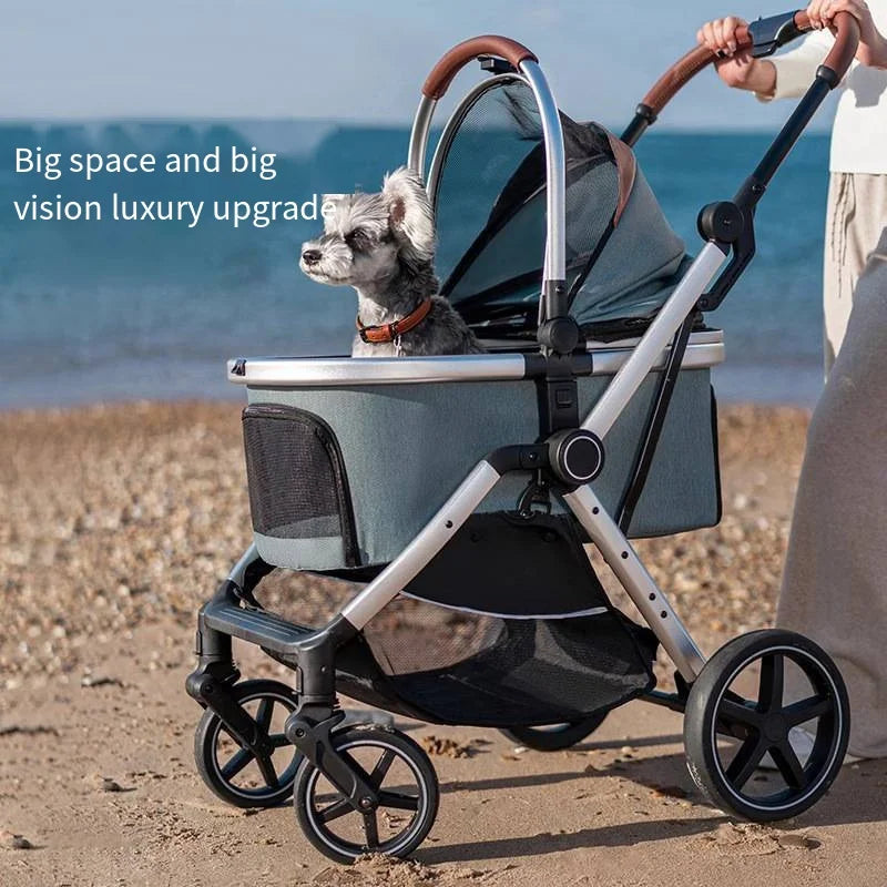 One-Click Auto-Folding Large-Space Dog & Cat Stroller