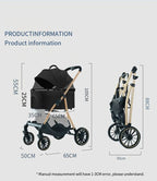 2026 Lightweight Foldable Pet Stroller with Detachable Small Cart for Dogs & Cats
