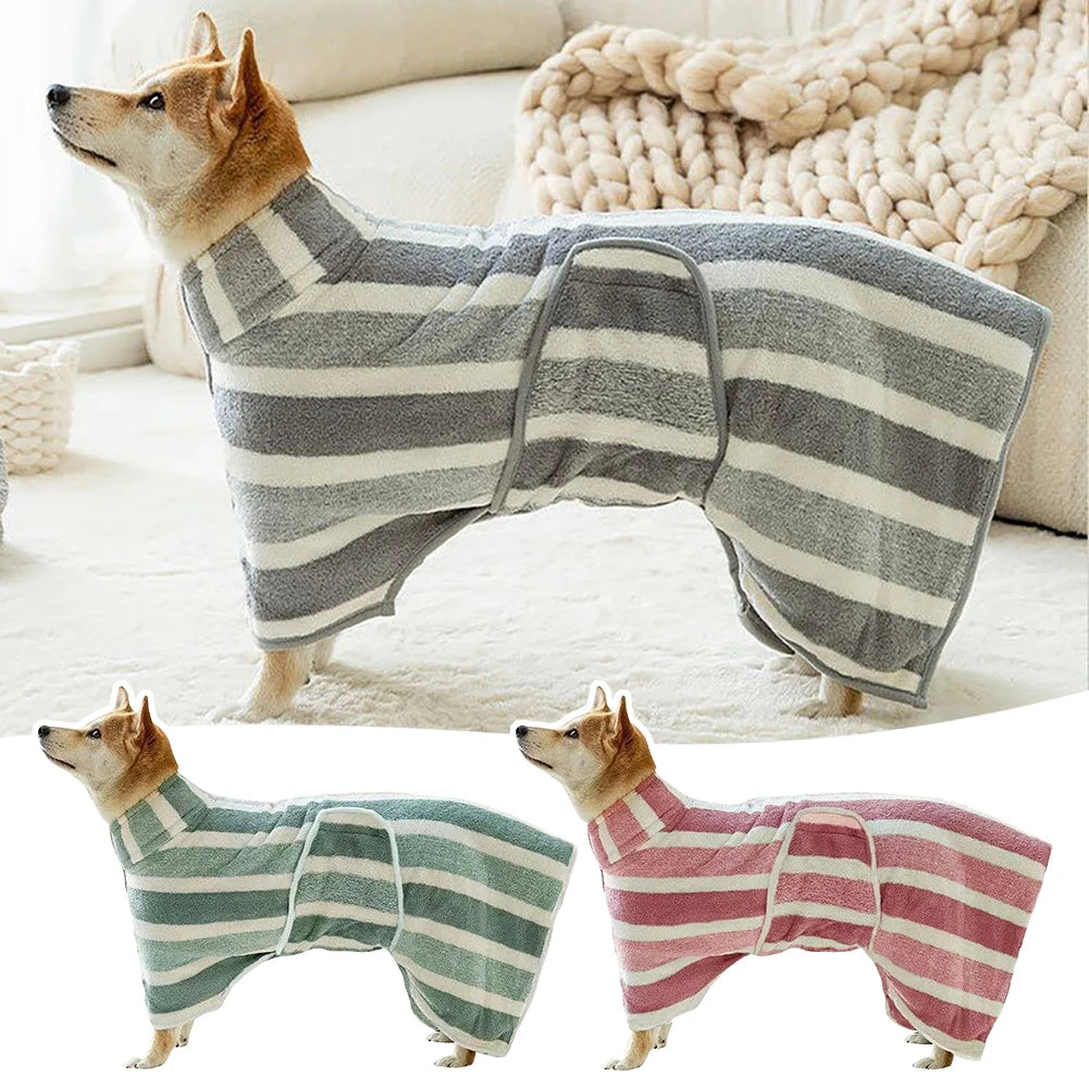 Quick-Drying Dog Bathrobe — Ultra-Absorbent Coral Fleece, Easy On/Off
