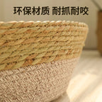 Portable Rattan & Seagrass Cat Bed Nest, All-Season