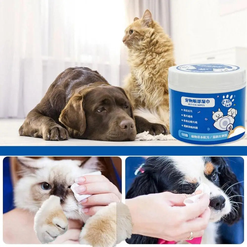 Pet Eye Wipes — 100-Count Gentle Cleaning Pads for Dogs & Cats