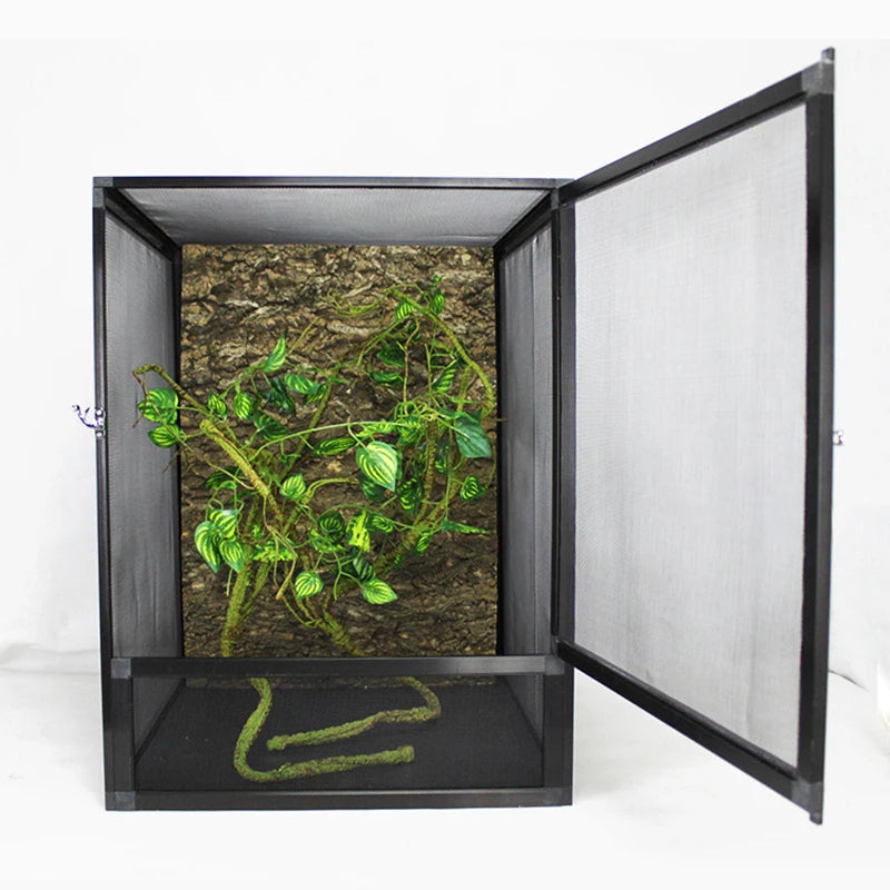 Front-Opening Reptile Terrarium — Tall Metal Mesh Door Enclosure