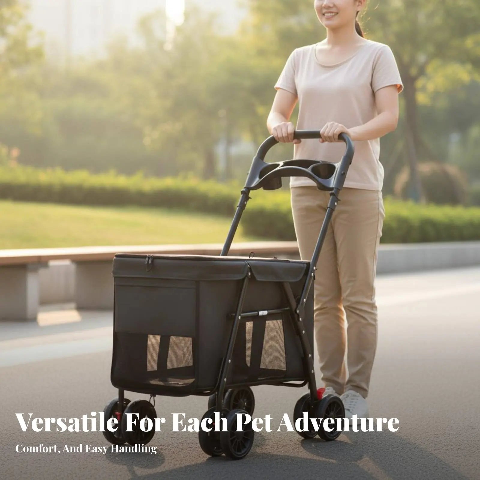 Sturdy Oxford Fabric Foldable Large Dog Carriage Stroller