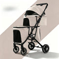 Foldable Double Pet Stroller for Medium Dogs & Cats — 4 Lockable Wheels, Safety Belts, Multi-Pet Carriage