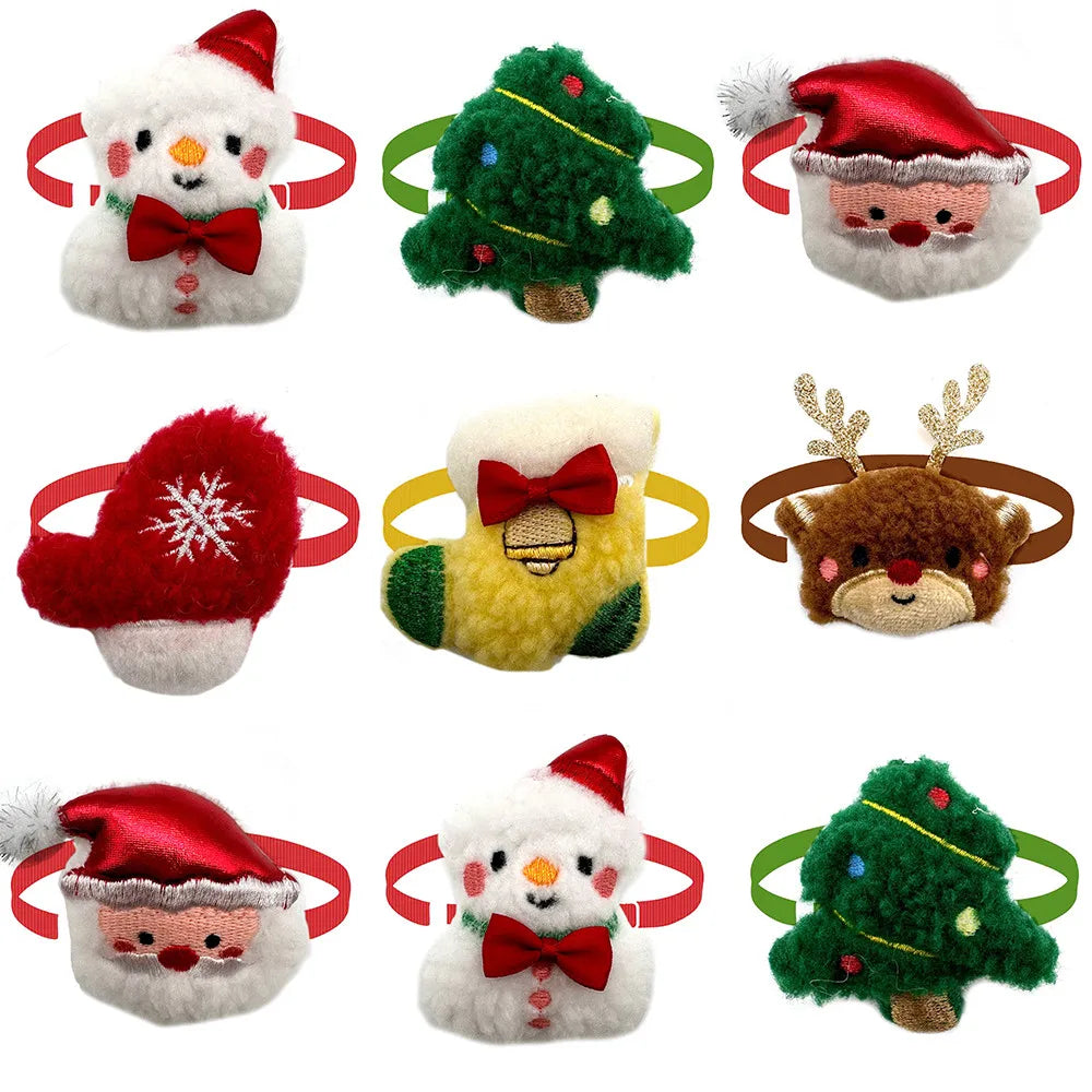 Snowman & Deer Christmas Bow Tie for Small Dogs (50 or 100 Pack)