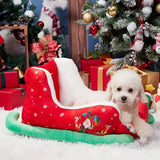 62cm Plush Christmas Sleigh Bed for Dogs & Cats (Washable)