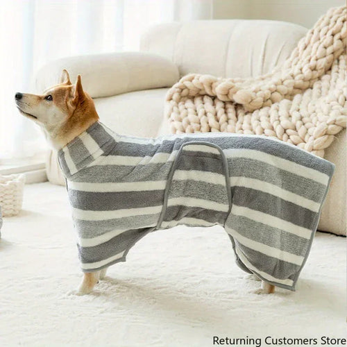 Full-Body Dog Bathrobe — Super Absorbent Fast-Drying Wrap Towel