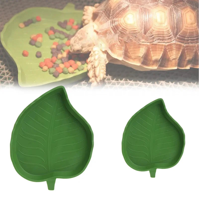Leaf-Shaped Reptile Feeding Dish — Shallow Water & Food Bowl for Tortoises & Lizards
