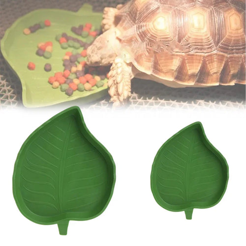 Leaf-Shaped Reptile Feeding Dish — Shallow Water & Food Bowl for Tortoises & Lizards